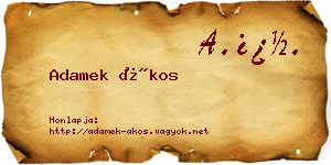 Adamek Ákos névjegykártya